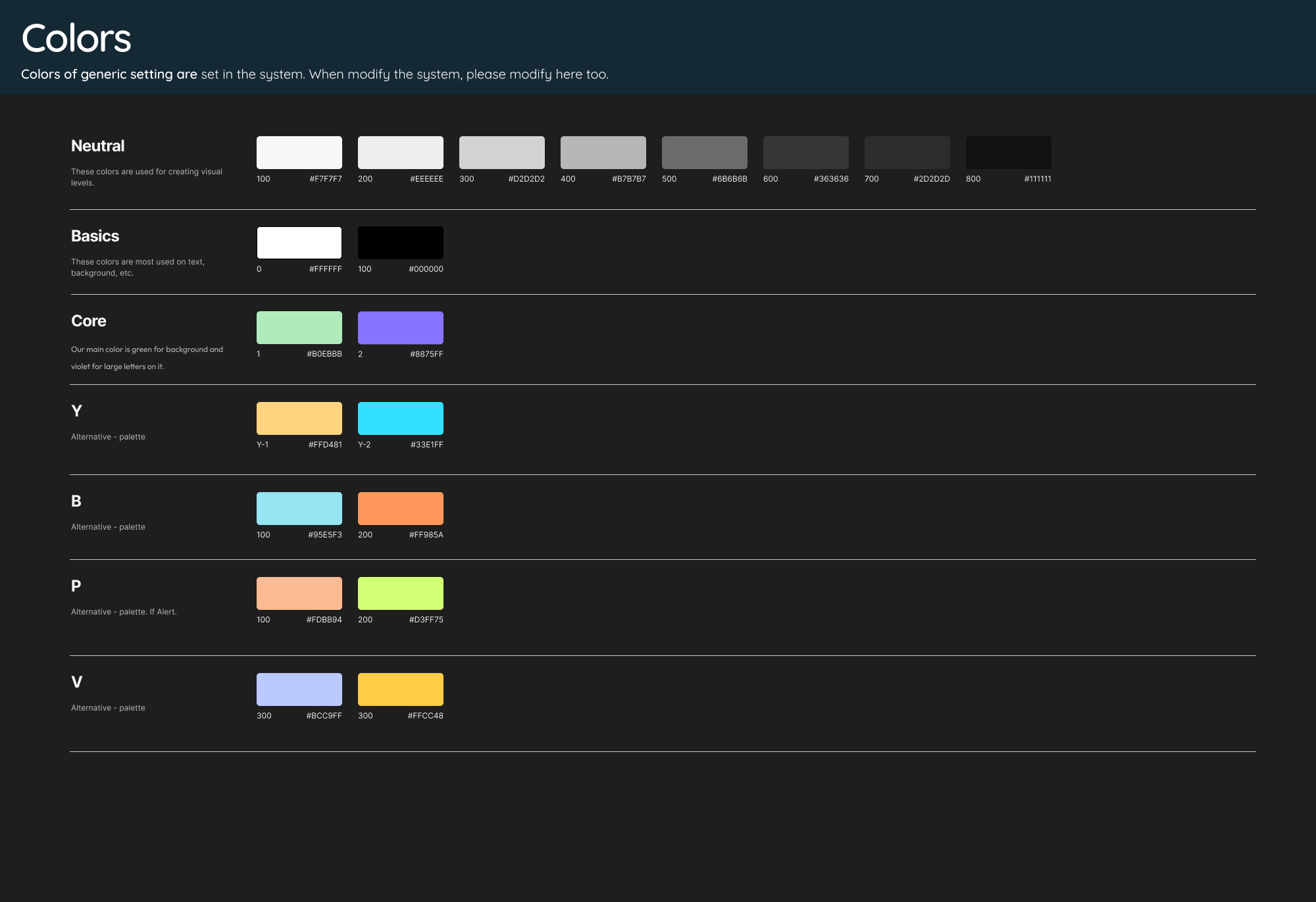 Color palette